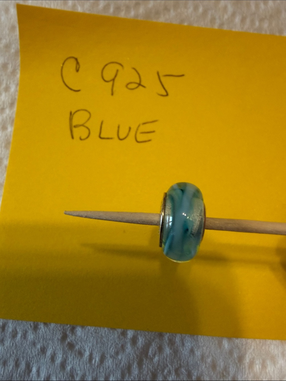 Chamilia Blue Swirl Glass Charm Bead with Silver Core